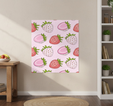Poster keuken naadloze roze en rode aardbeien - TenStickers