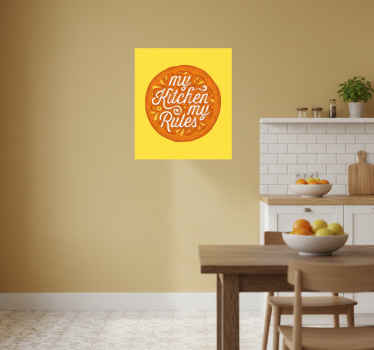 Poster keuken oranje handgetekende keuken - TenStickers