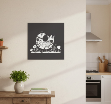 Poster keuken trotse kippen met pools bloemenpatroon - TenStickers