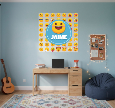 Poster tienerkamer emojis met naam - TenStickers