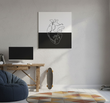 Poster tienerkamer geometrische hart lijntekening - TenStickers