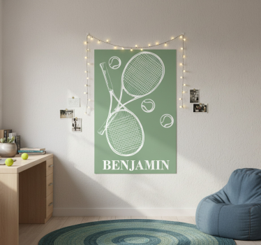 Poster tienerkamer gepersonaliseerd tennis - TenStickers