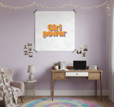 Poster tienerkamer girl power quote met bloemen - TenStickers