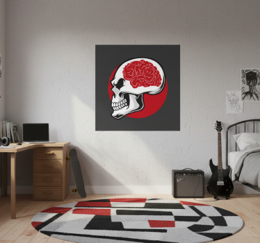 Poster tienerkamer rode schedel met hersenen - TenStickers