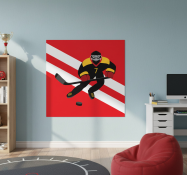 Poster tienerkamer rood en geel ijshockey - TenStickers