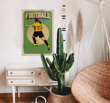 Vrouwen voetbal poster retro - TenStickers