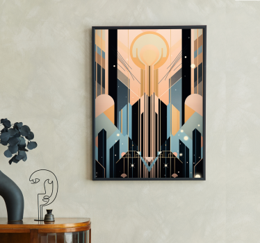 Roze en blauwe vormen Art Déco-poster - TenStickers
