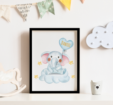 Schattige olifant met ballon poster kinderkamer - TenStickers