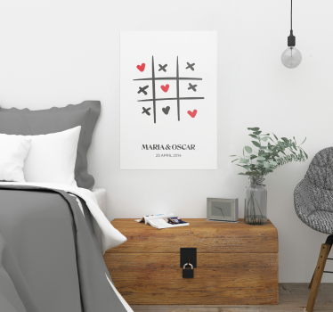Tic Tac Toe Liefde aanpasbare poster - TenStickers