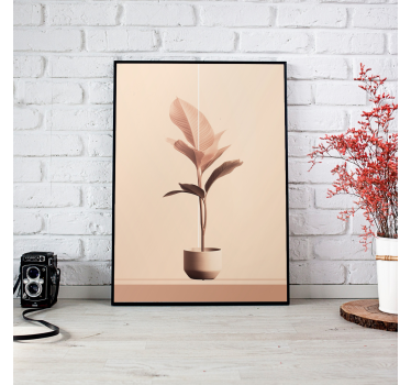 Verticale plant in beige kleuren Minimalistische poster - TenStickers