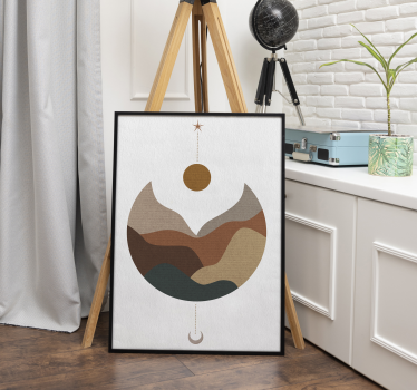 Zonsondergang en bergen moderne kunst poster - TenStickers