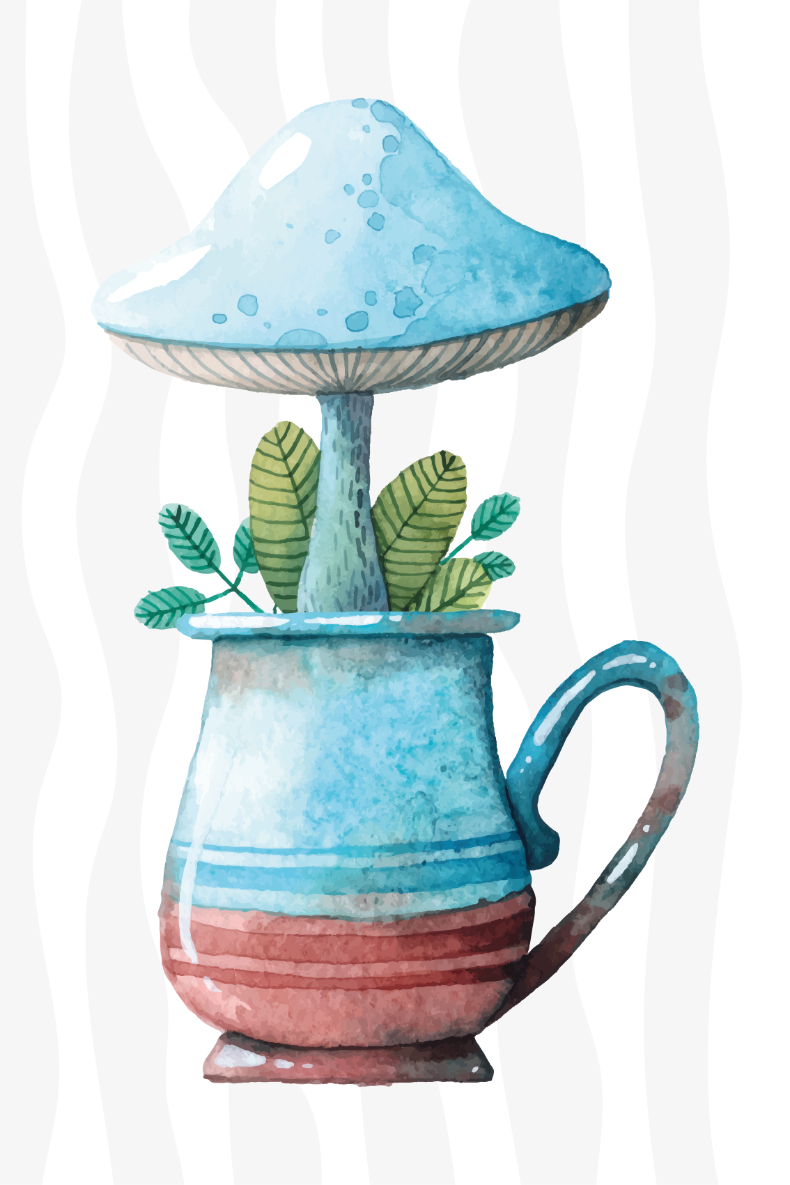 Poster keuken schattig paddenstoelen ontwerp in mok - TenStickers