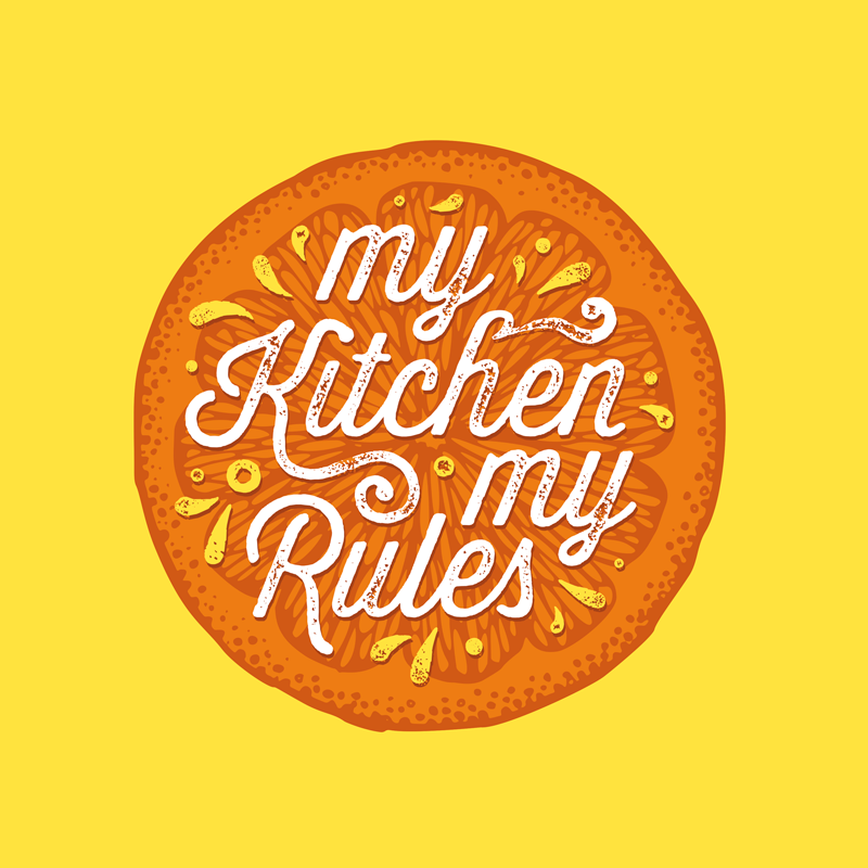 Poster keuken oranje handgetekende keuken - TenStickers