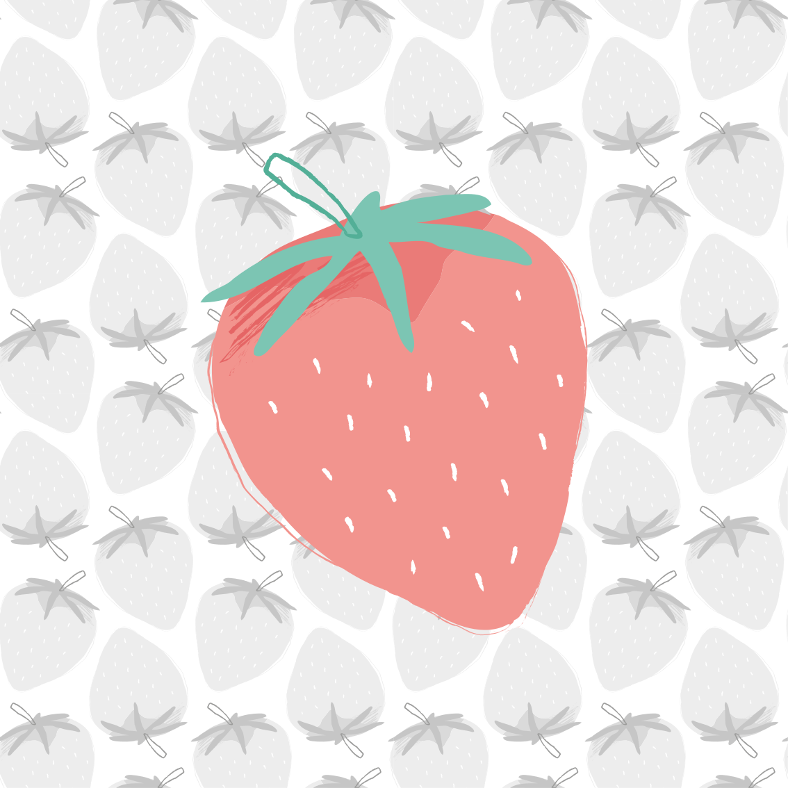 Poster keuken naadloos aardbeienpatroon pastel - TenStickers