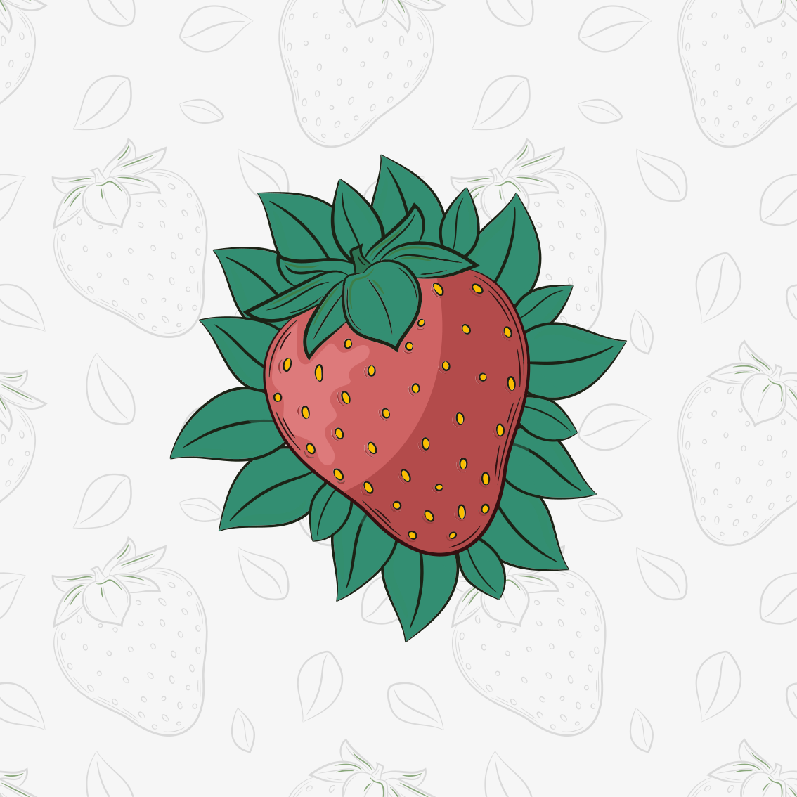 Poster keuken heldere sappige aardbeien groene bladeren - TenStickers