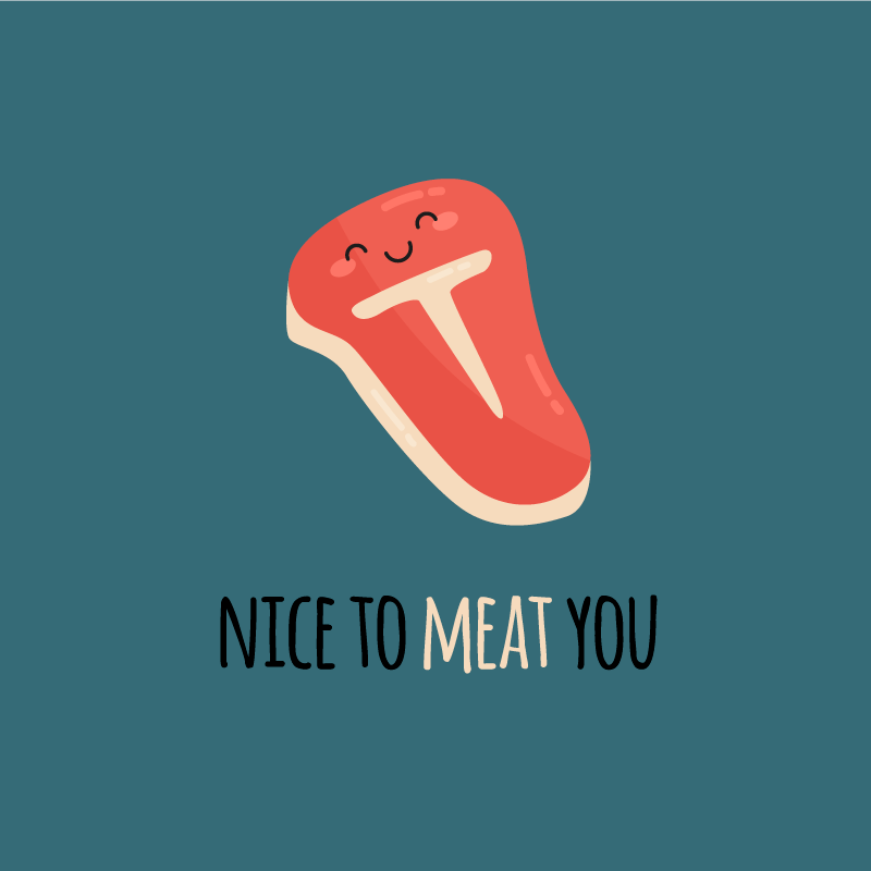 Poster keuken leuke voedselgrappen nice to meat you - TenStickers