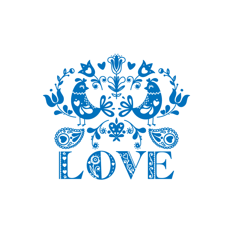 Poster keuken love sign van poolse bloemen - TenStickers
