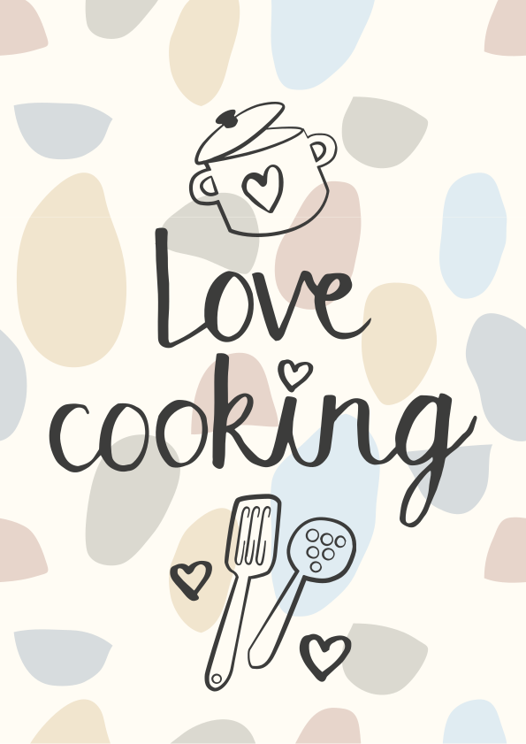 Poster keuken tekst over liefde voor koken - TenStickers