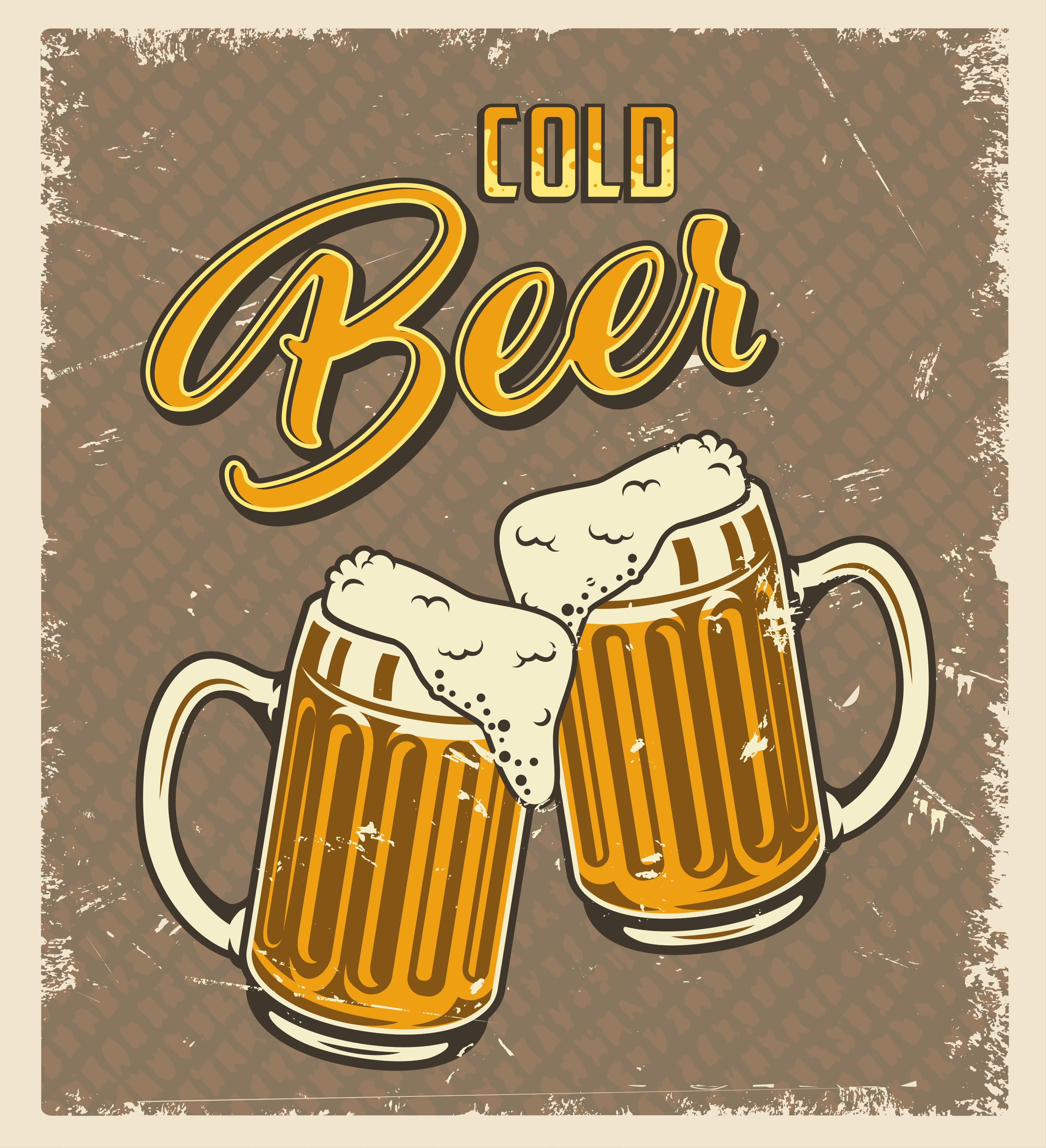 Poster keuken koud bier retro vervuild effect - TenStickers