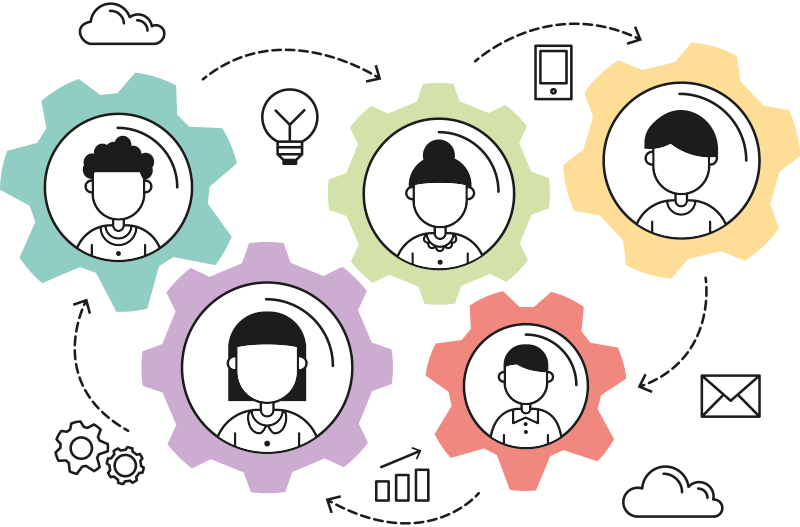 Kantoor poster teamwork motor - TenStickers