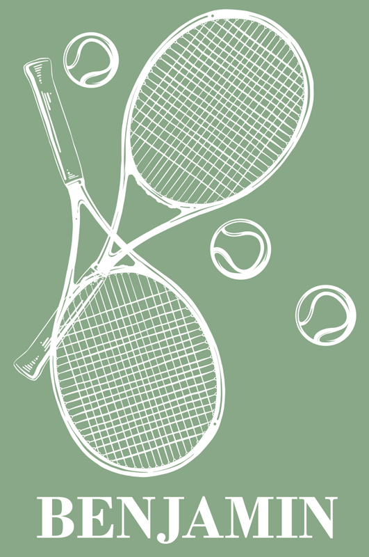 Poster tienerkamer gepersonaliseerd tennis - TenStickers