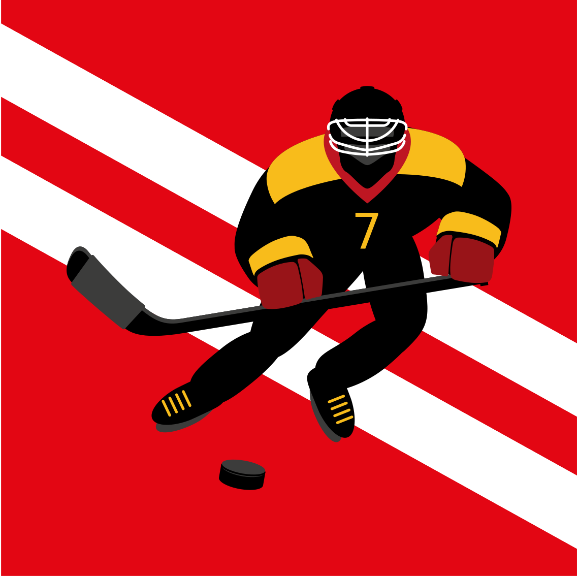 Poster tienerkamer rood en geel ijshockey - TenStickers