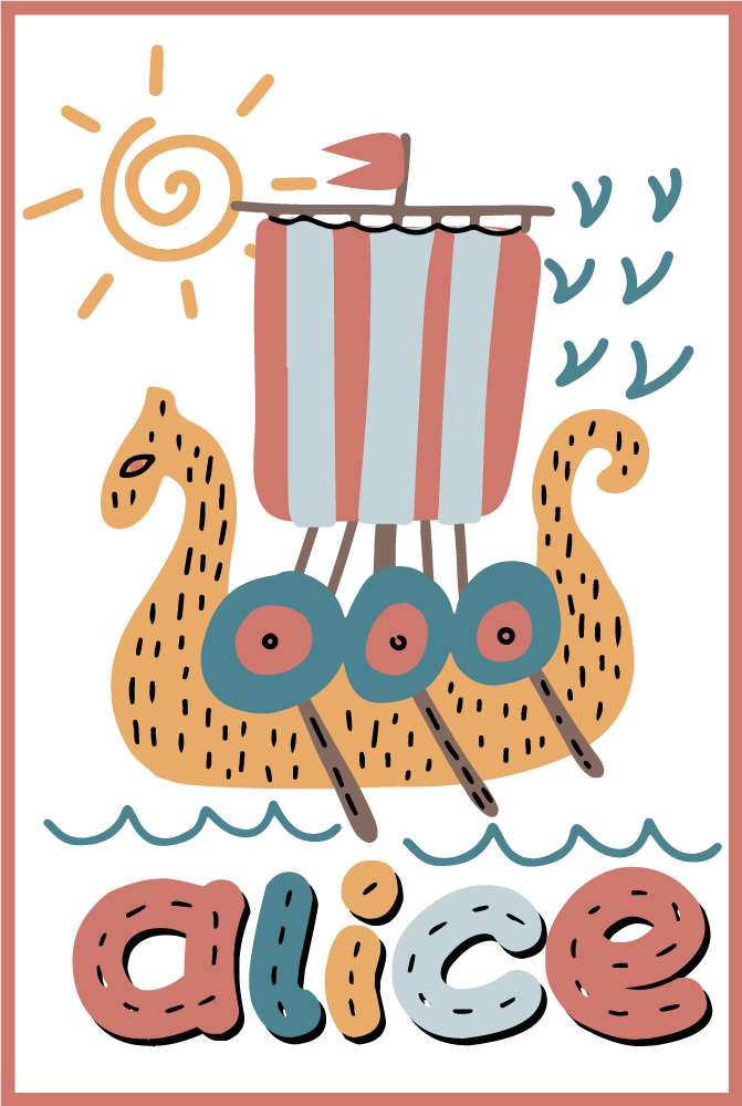 Poster tienerkamer viking schip gepersonaliseerd - TenStickers
