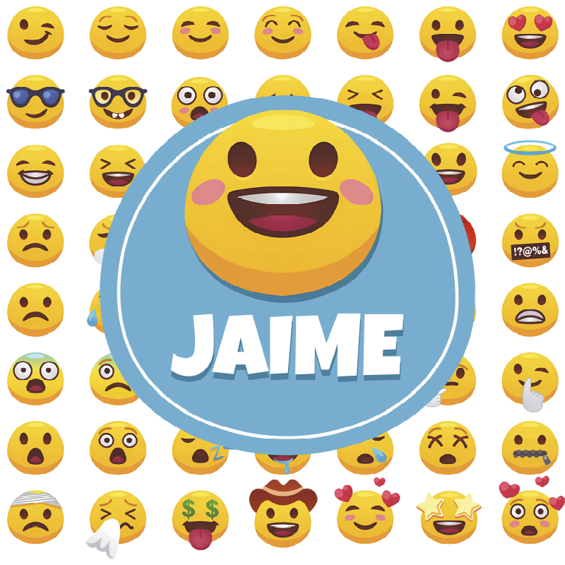 Poster tienerkamer emojis met naam - TenStickers