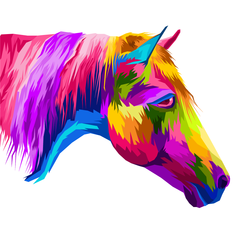 Mooie poster woonkamer kleurrijke paarden - TenStickers