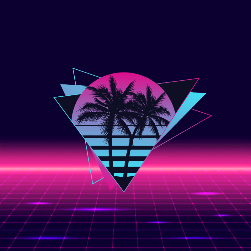 Mooie poster woonkamer vaporwave stijl palmboom - TenStickers