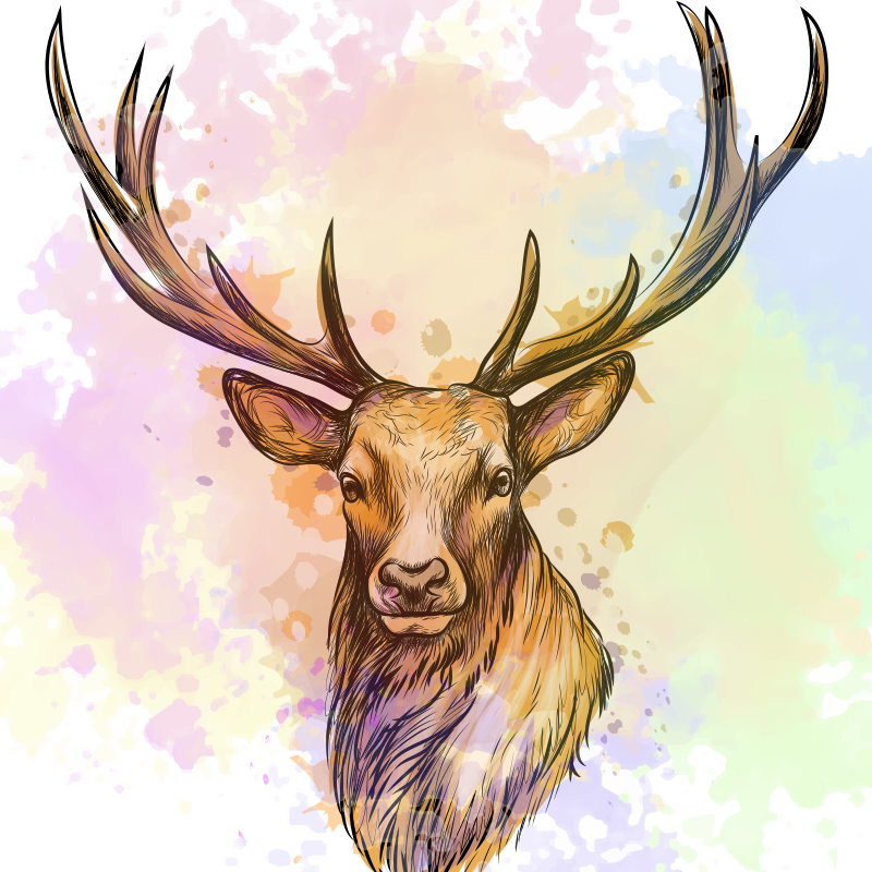 Mooie poster woonkamer paint splash hert - TenStickers