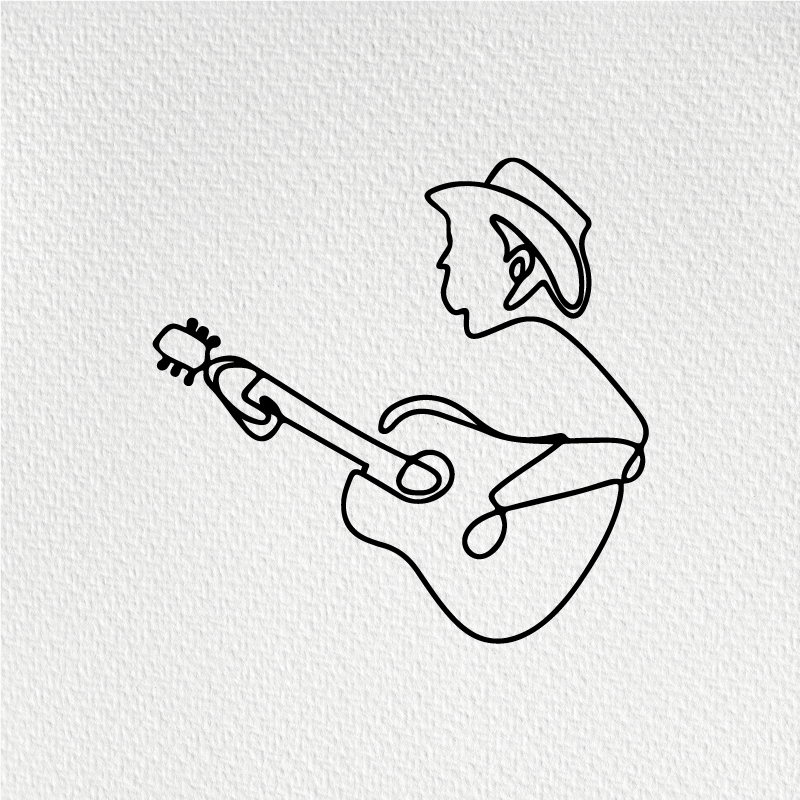 Mooie poster woonkamer schattig minimalistisch gitarist - TenStickers