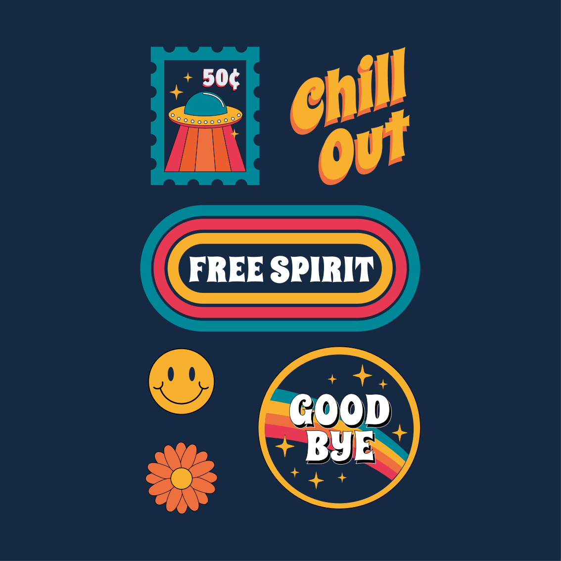 Mooie poster woonkamer jaren 70 plezier en ontspanning - TenStickers