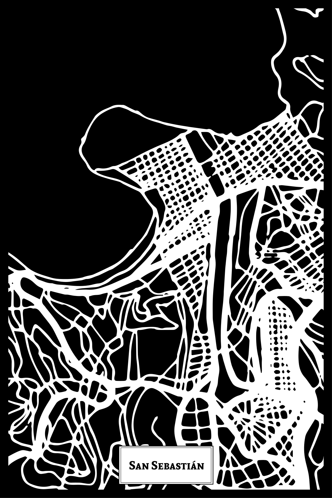Mooie poster woonkamer topografische kaart San Sebastián - TenStickers