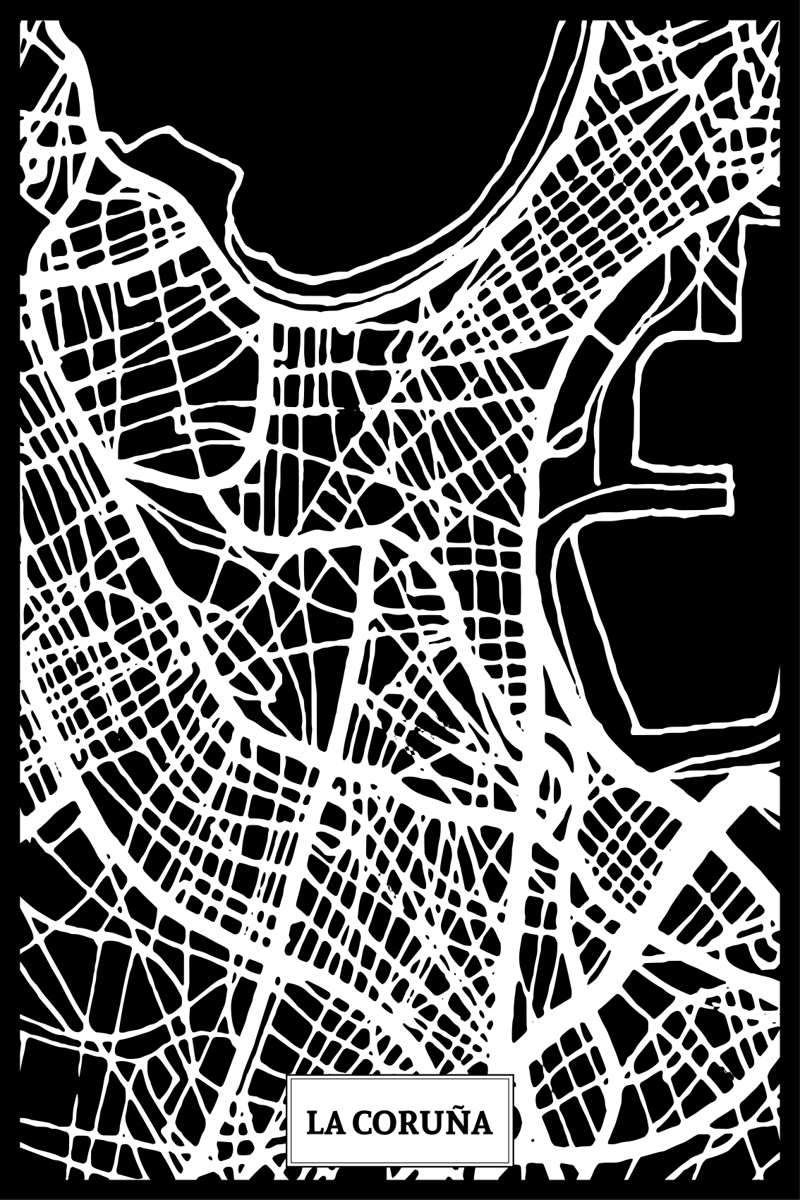 Mooie poster woonkamer topografische kaart coruña - TenStickers
