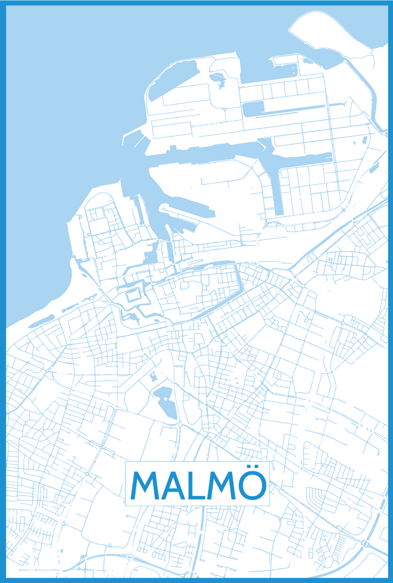 Mooie poster woonkamer map van malmö - TenStickers