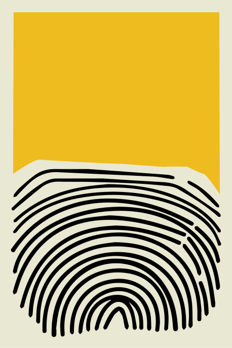 Mooie poster woonkamer abstract geel schilderij met zwarte lijnen - TenStickers