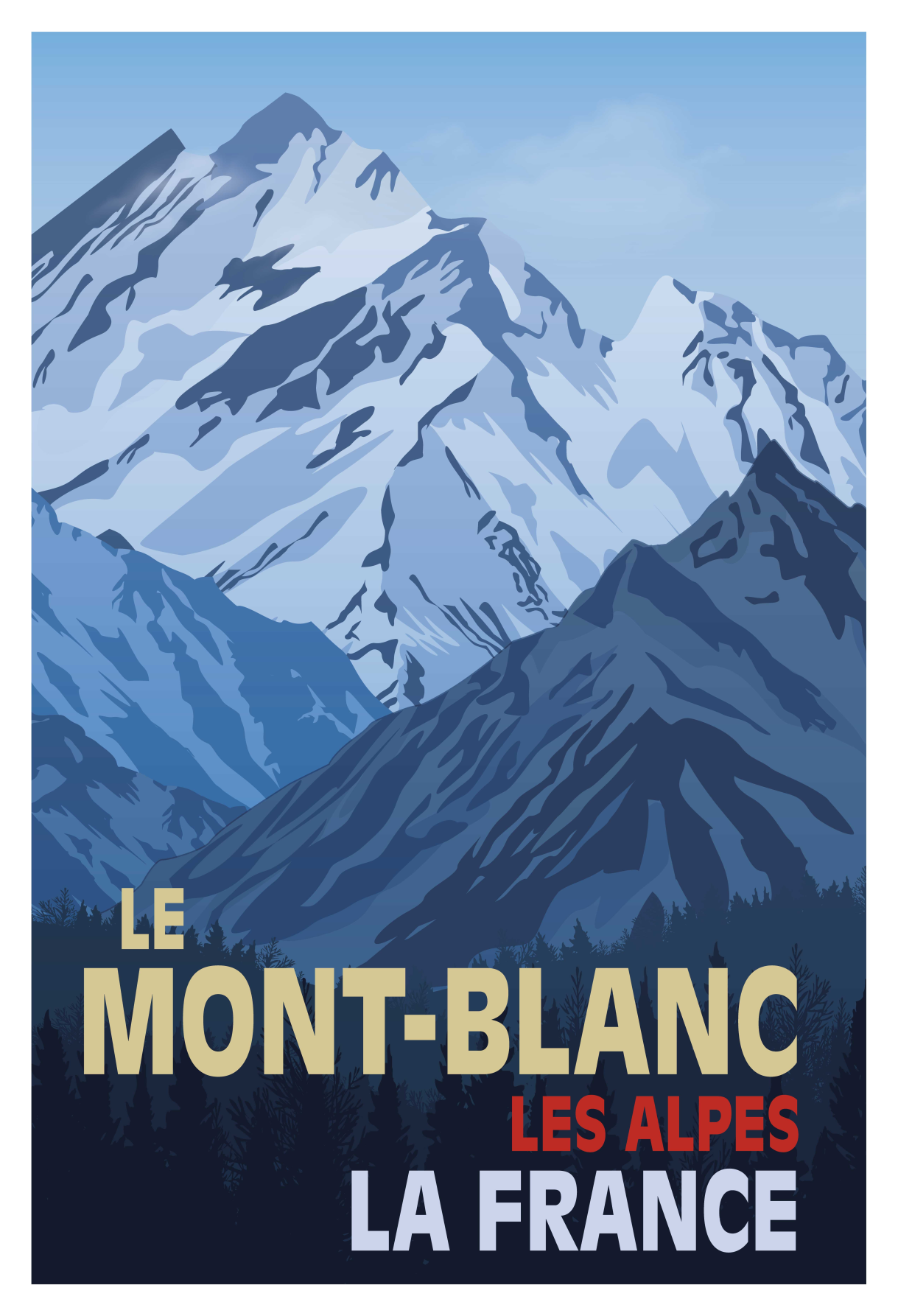 Mooie poster woonkamer mont-blanc retro stijl - TenStickers