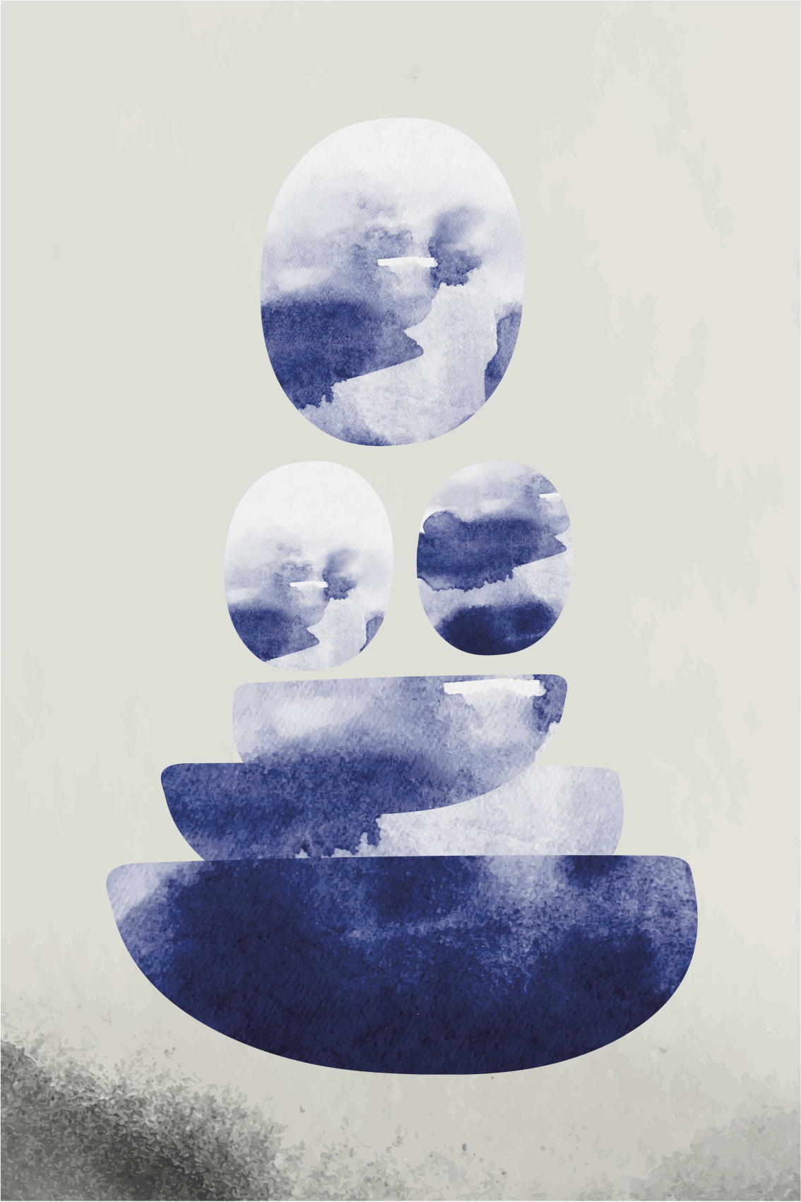 Mooie poster woonkamer blauwe balansvormen - TenStickers