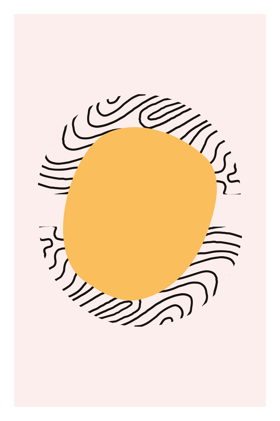 Mooie poster woonkamer lijnen en gele vorm - TenStickers
