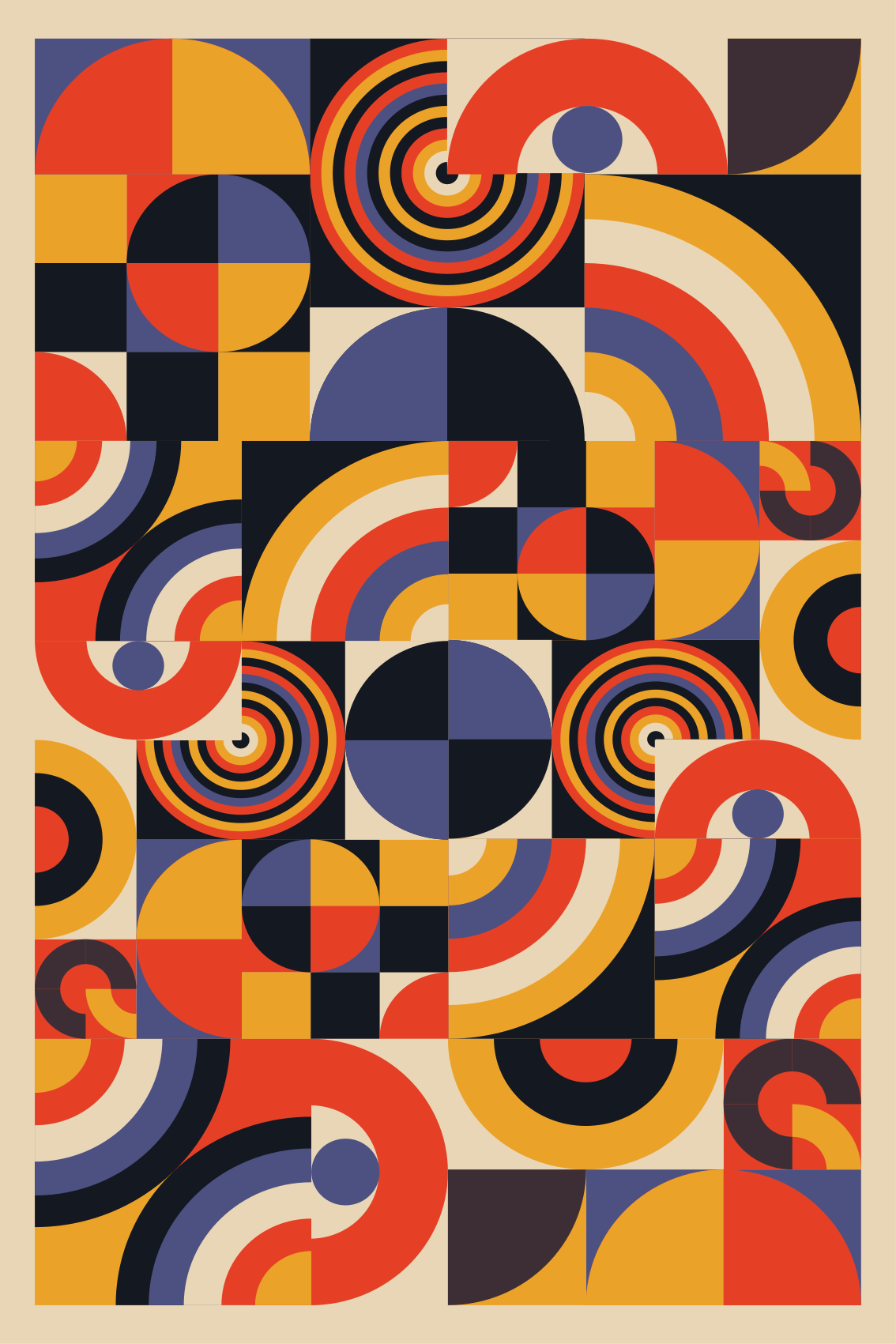 Mooie poster woonkamer kleurrijke bauhaus cirkels - TenStickers