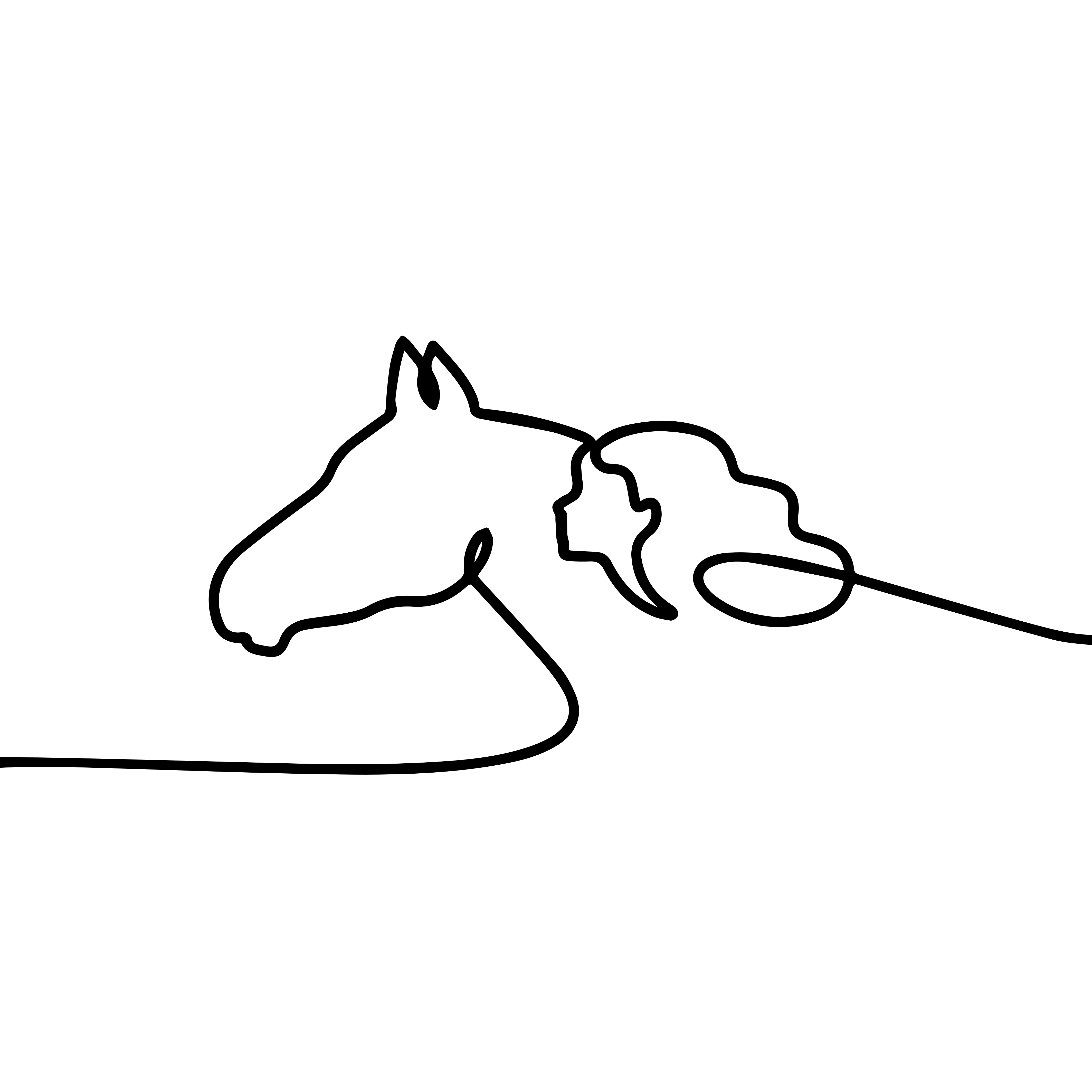 Mooie poster woonkamer vrouw met paarden lijntekening - TenStickers