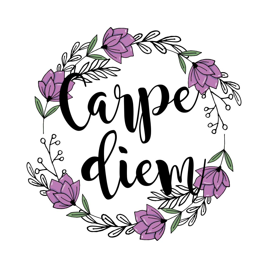 Mooie poster woonkamer carpe diem kleurrijk bloemenpatroon - TenStickers
