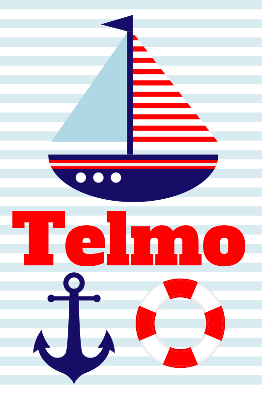 Poster kinderkamer zeilboot met naam - TenStickers