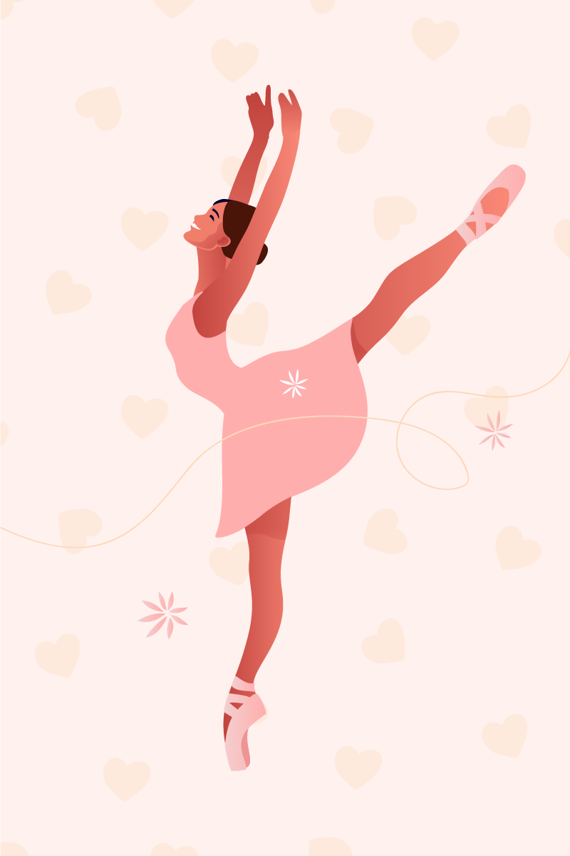 Poster kinderkamer ballerina met harten - TenStickers