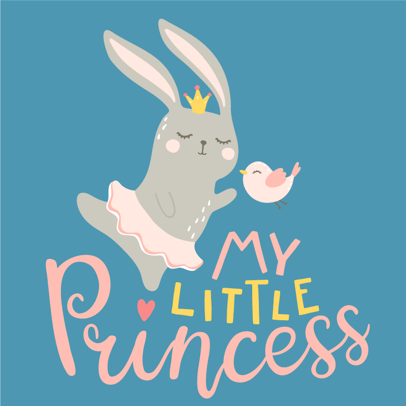 Poster kinderkamer konijn met tekst mijn kleine prinses - TenStickers