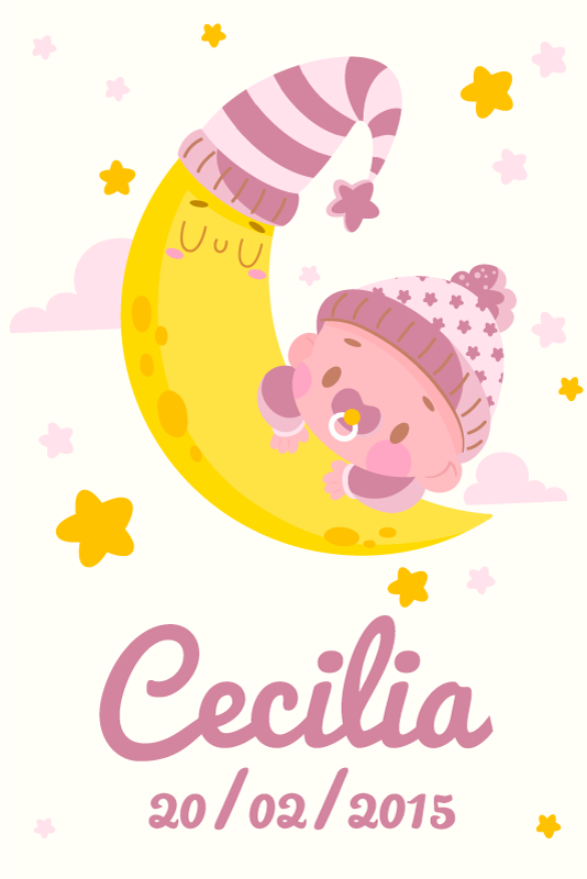 Poster kinderkamer met naam en geboortedatum - TenStickers