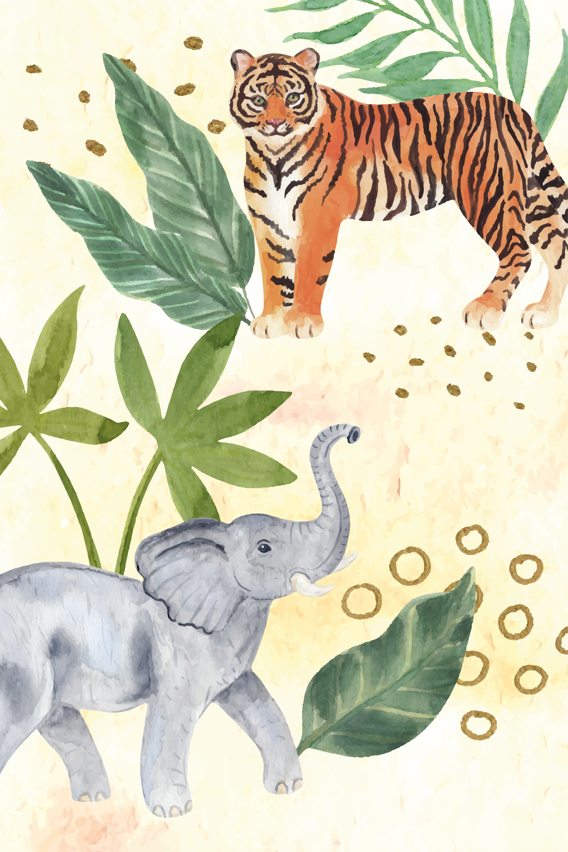 Poster kinderkamer waterverf safari dieren - TenStickers