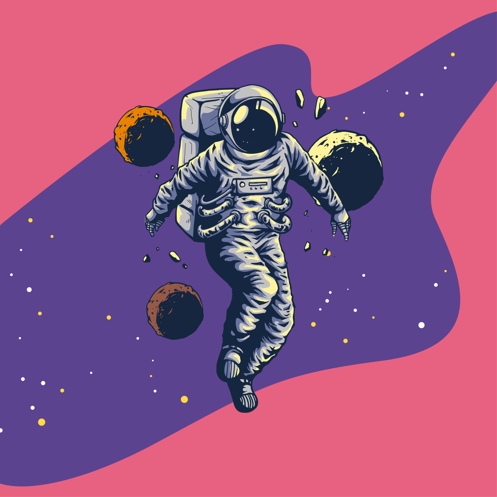 Poster kinderkamer handgetekende astronaut vliegend stijl - TenStickers