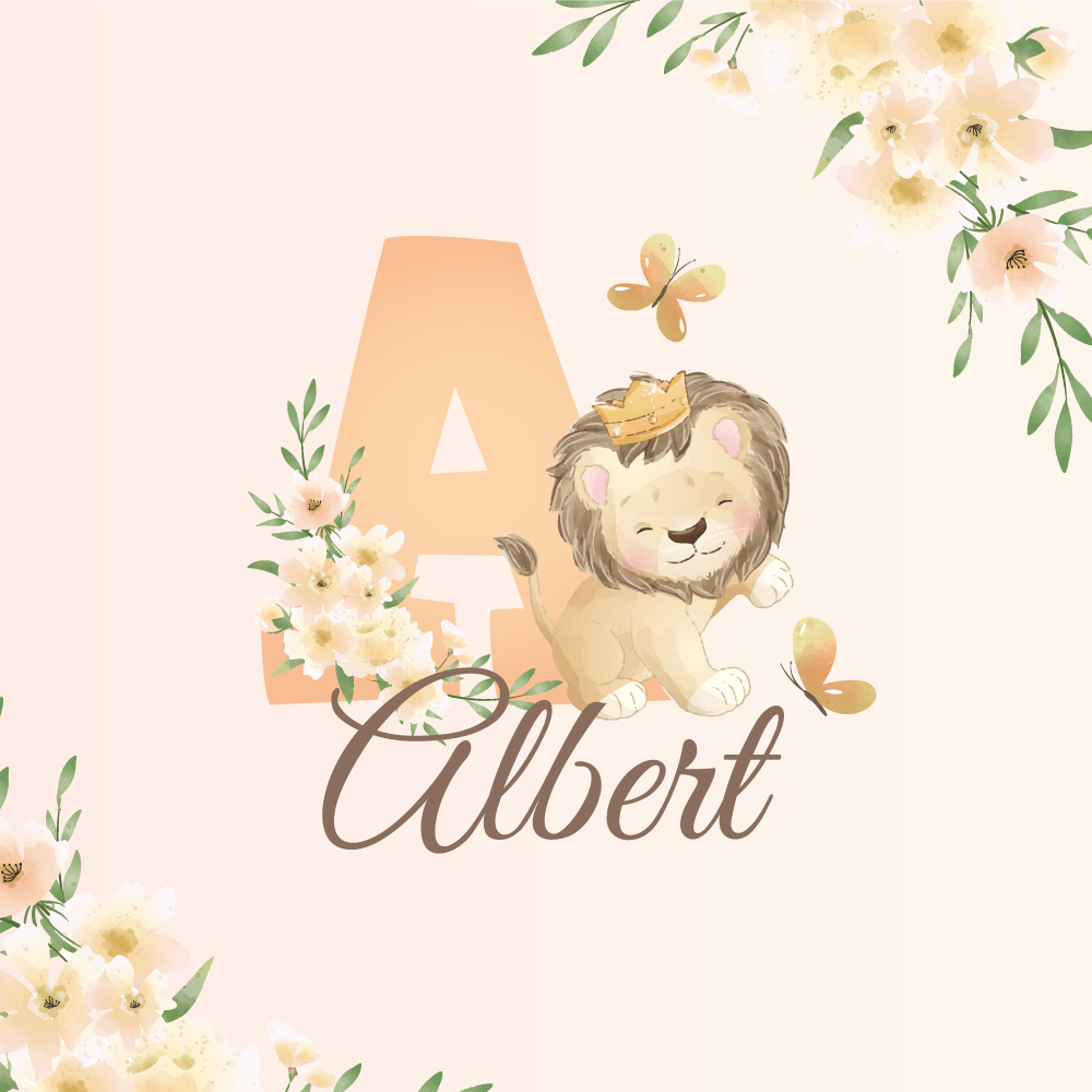 Poster kinderkamer schattige dieren leeuwin met naam - TenStickers